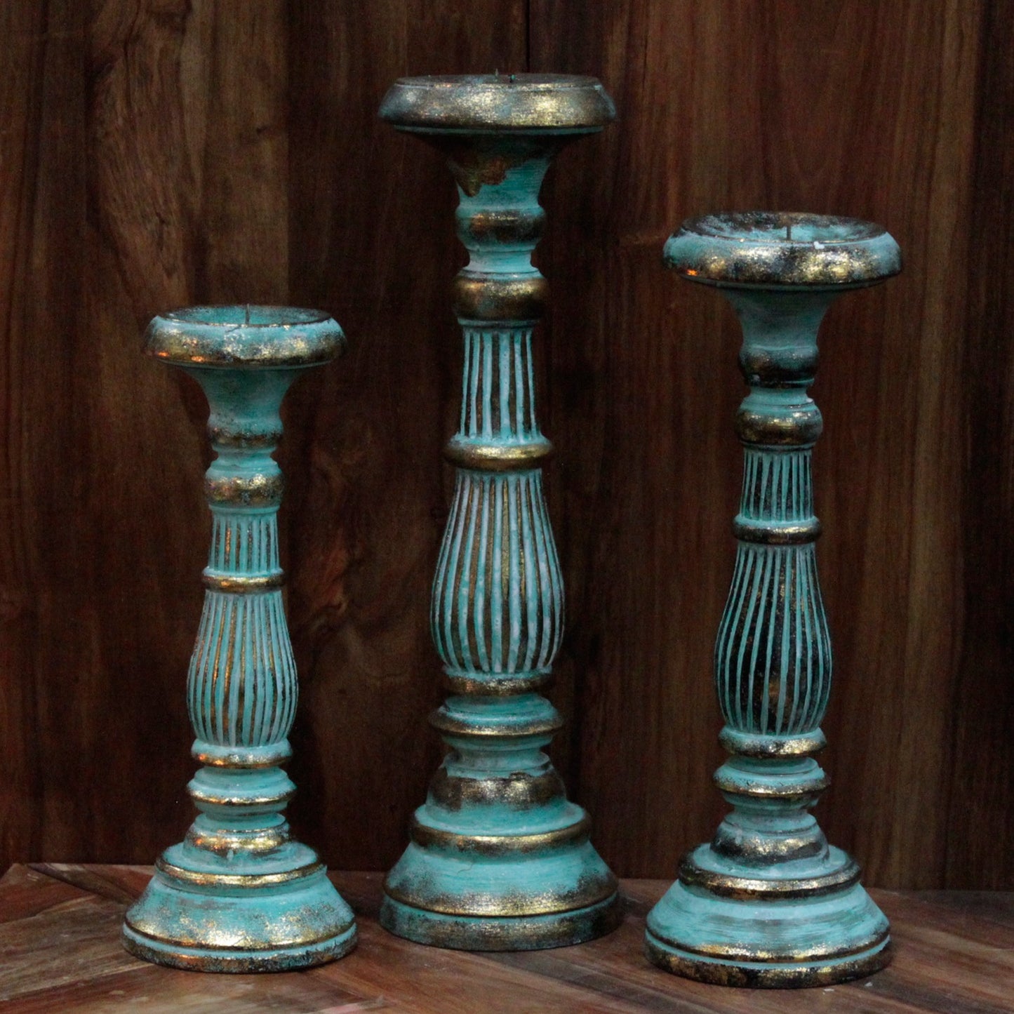 Candle Stand - Turquois Gold- white gold