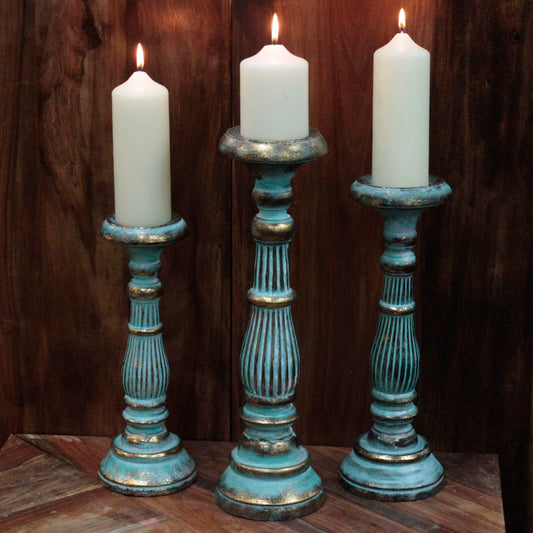 Candle Stand - Turquois Gold- white gold