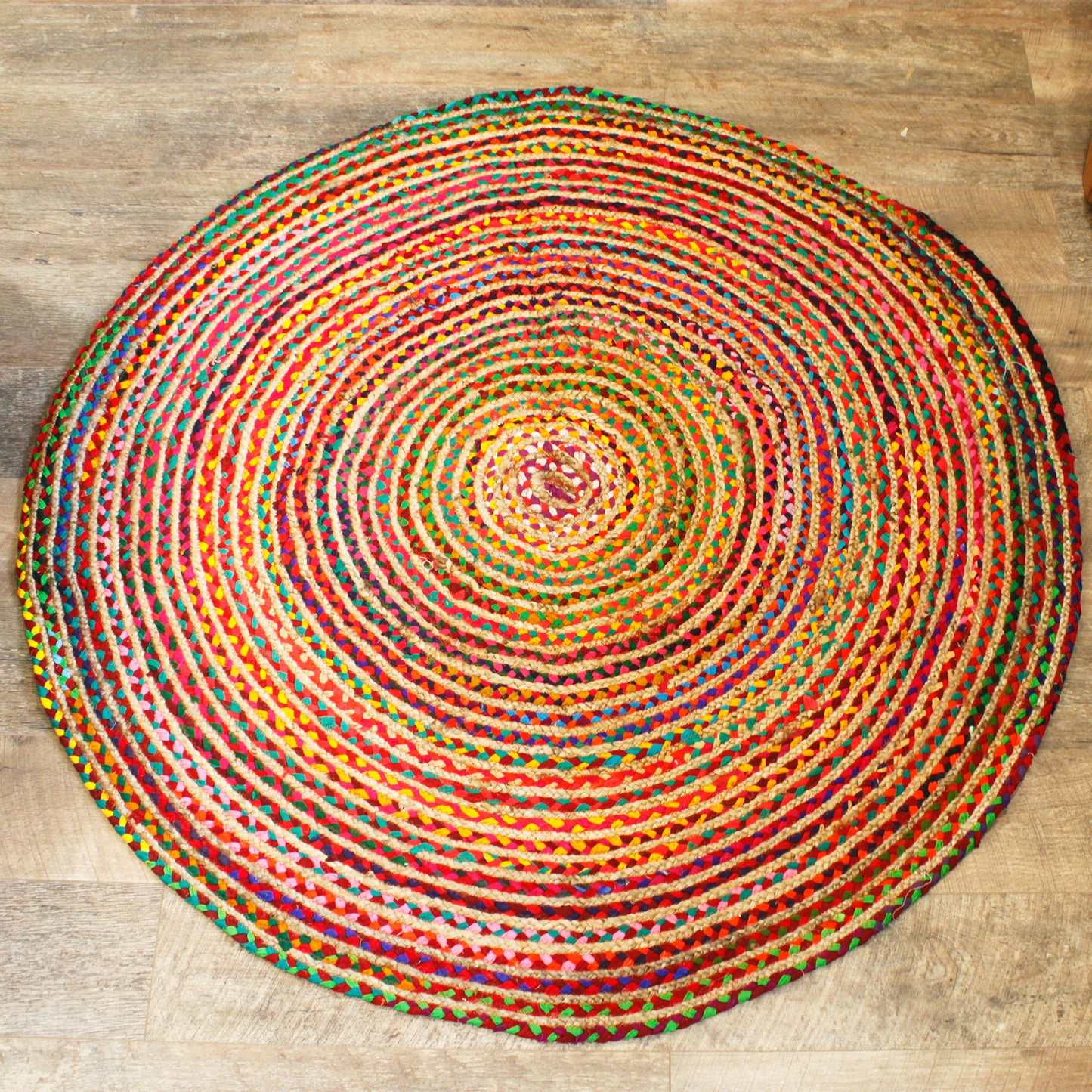 Round Jute and Recycle Denim Rug - 150 cm