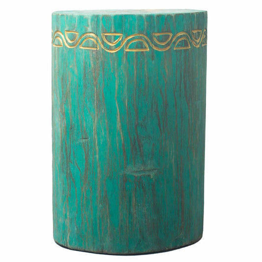 Tribal Stool / Table - Albasia - Turquoise-Natural