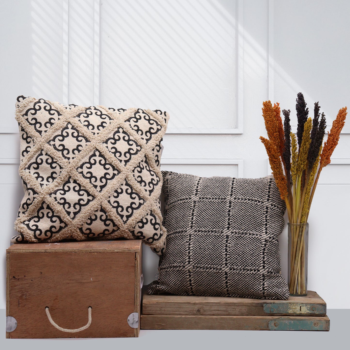 Classic Cushion Cover - Lux Criss-Cross & Print