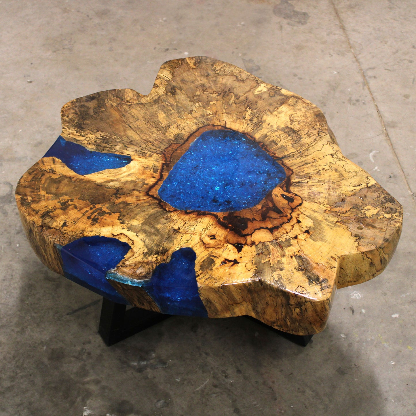 Blue Resin Coffee Table – Tamarind Wood & Natural Sky-Toned Resin
