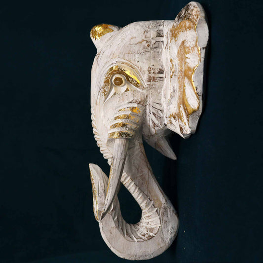Large Elephant Head - Gold & Grey