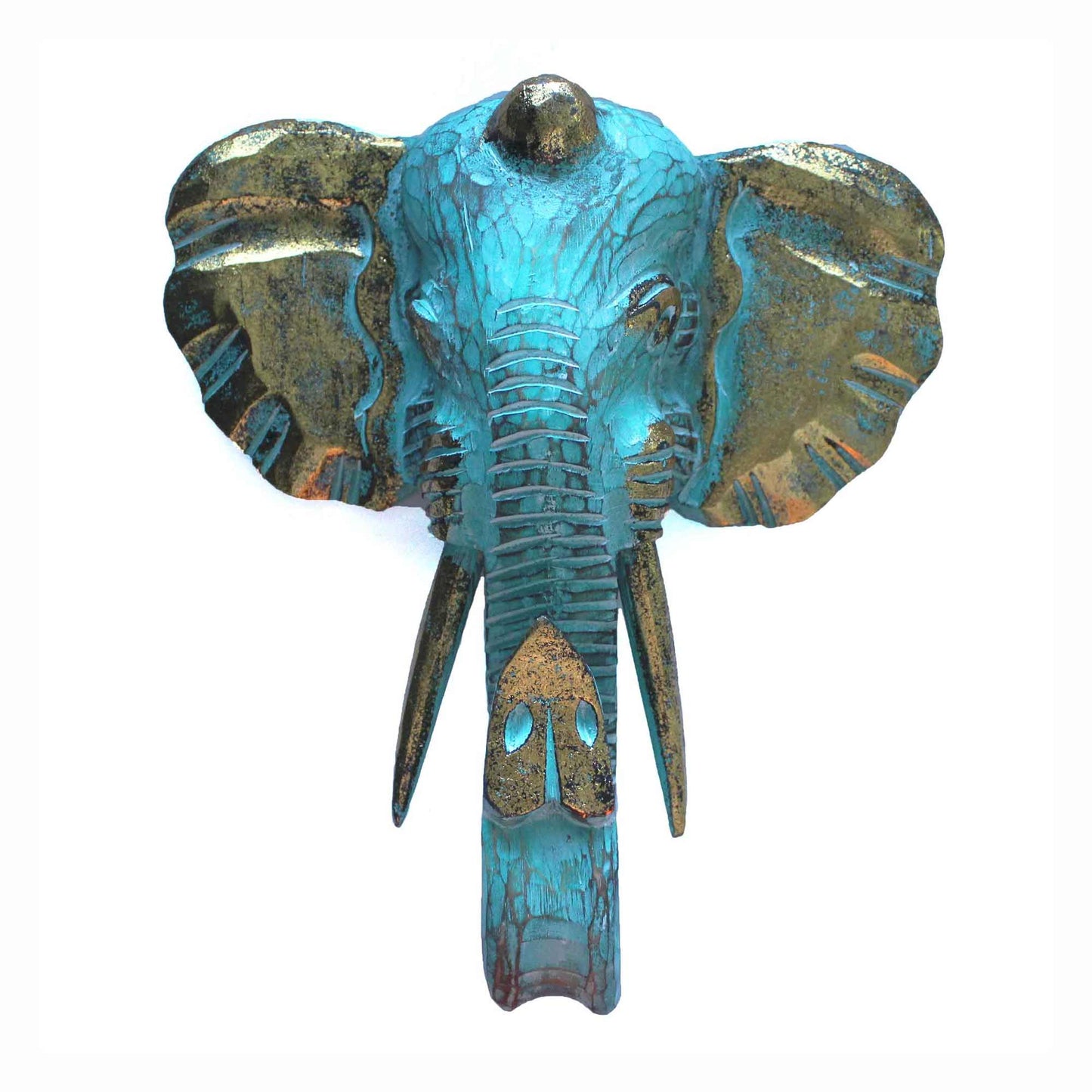 Large Elephant Head - Gold & Grey