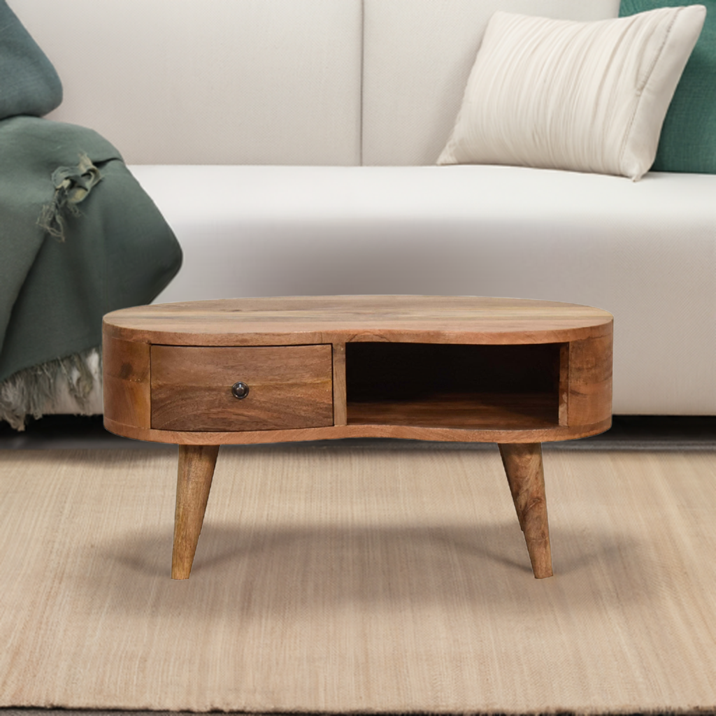 Solid Wood Mini Oak-ish Wave Coffee Table