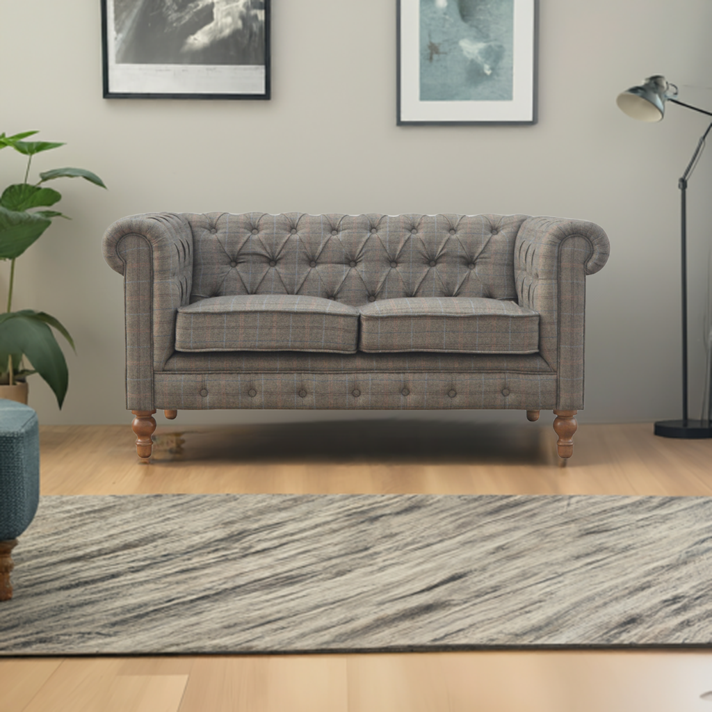 Multi Tweed 2 Seat Chesterfield sofa