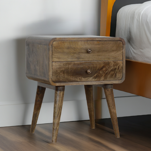 Curved Classic Grey Washed Bedside