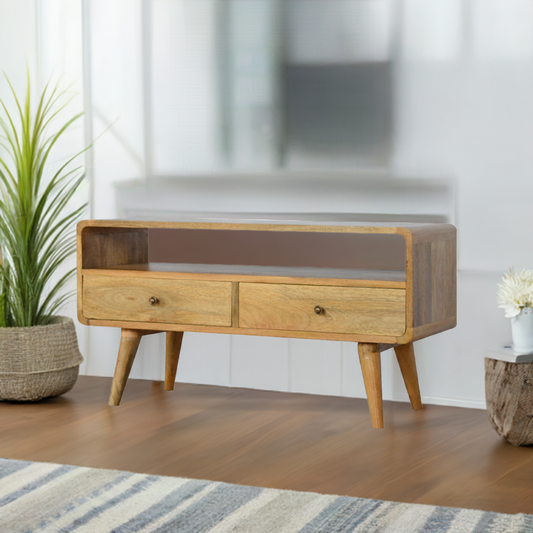 Curved Oak-ish Media Unit