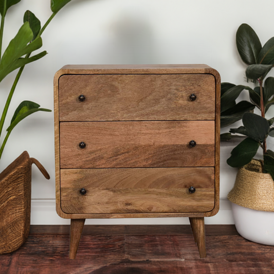 Mini Curved Oak-ish Chest Of Draws