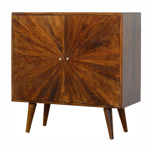 Solid Wood Chestnut Sunrise Sideboard Cabinet