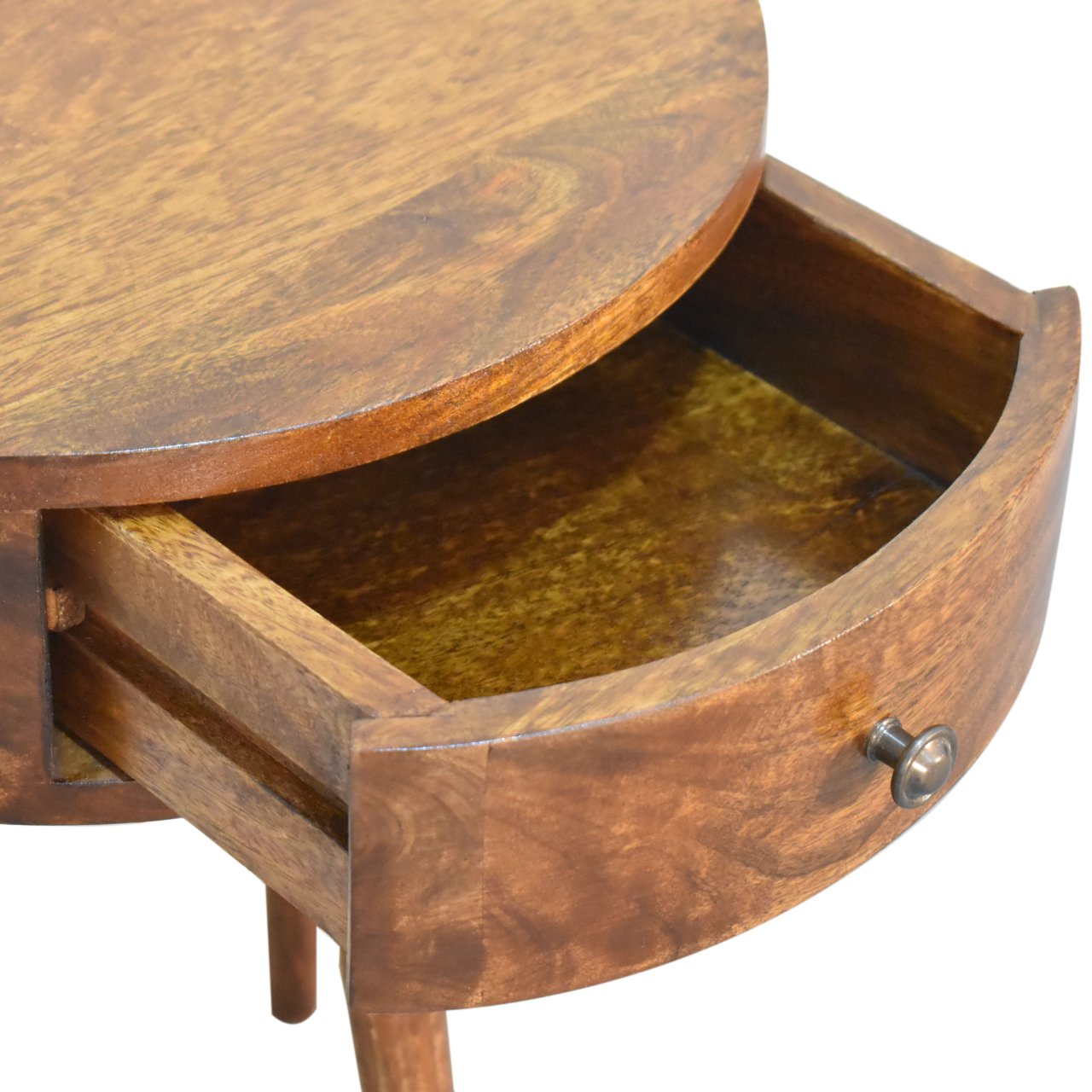 Chestnut Semi Circle Bedside lamp table