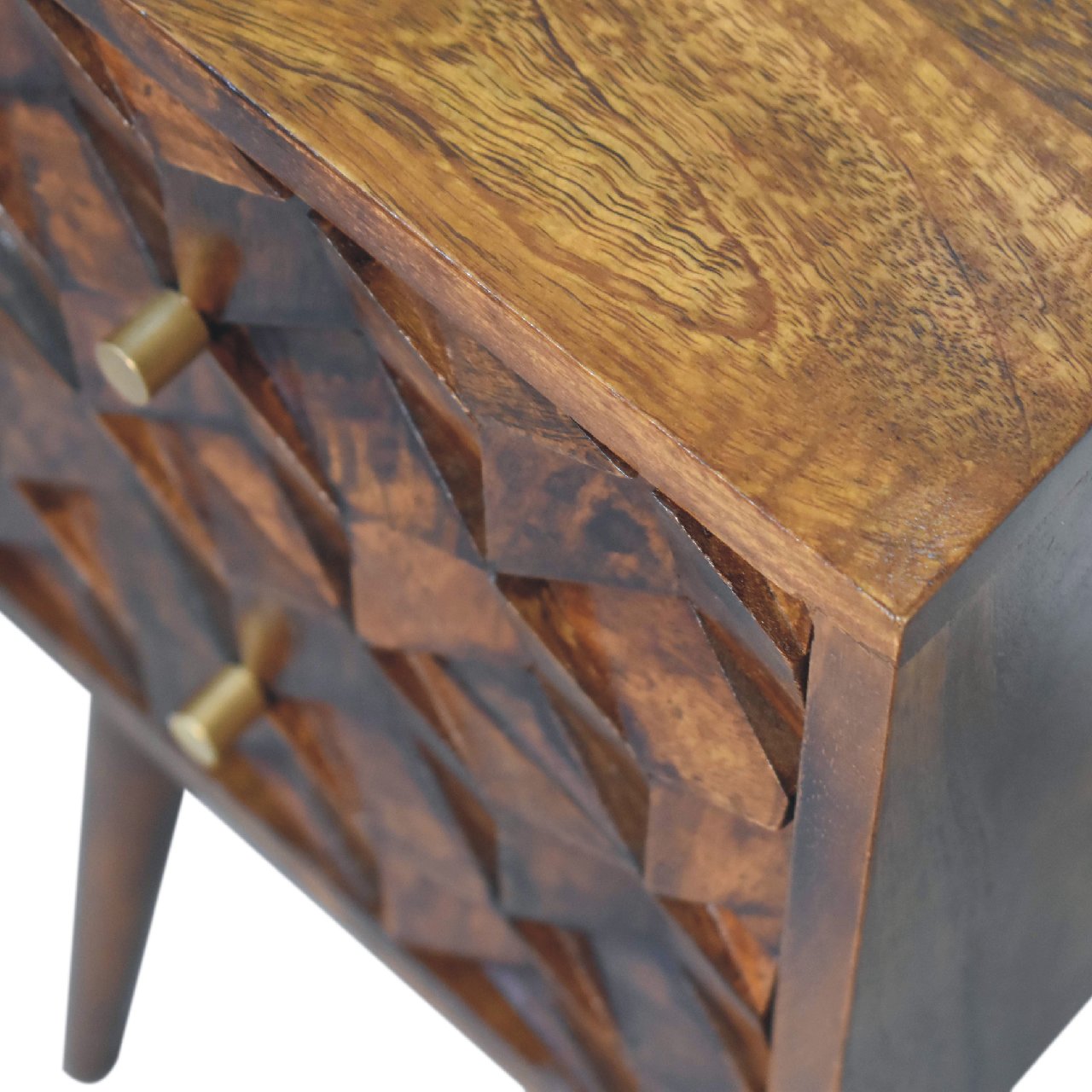 Mini Chestnut Cube 2 Drawer Bedside table night stand