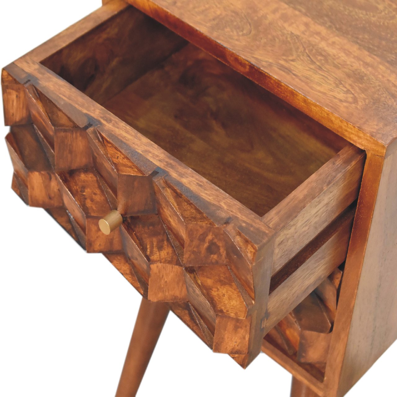 Mini Chestnut Cube 2 Drawer Bedside table night stand