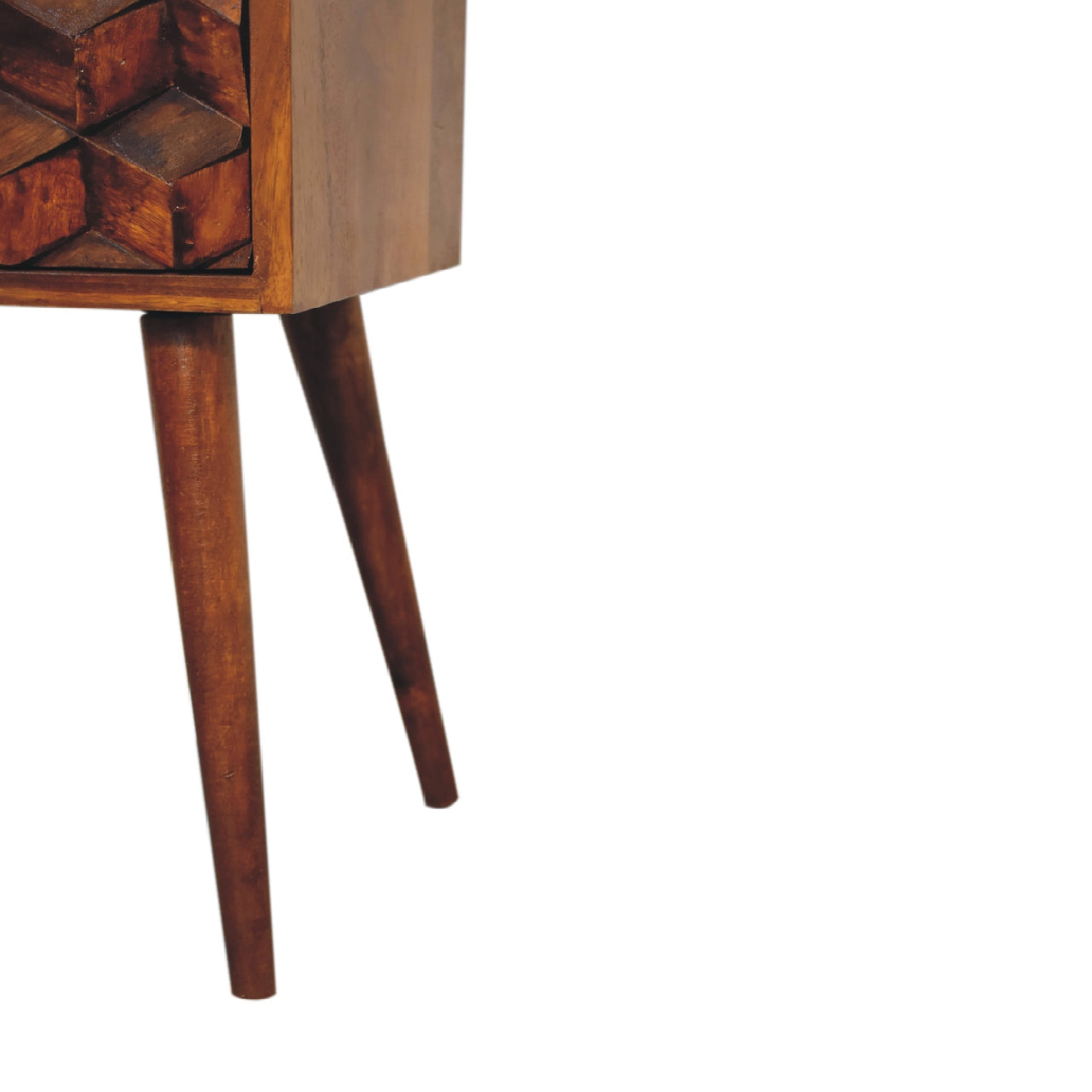 Mini Chestnut Cube 2 Drawer Bedside table night stand