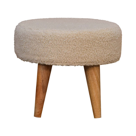 Cream 100% cotton Boucle Petite Footstool