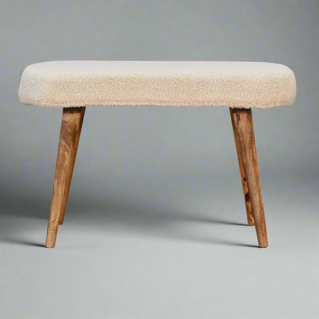 Cream Boucle Nordic Bench