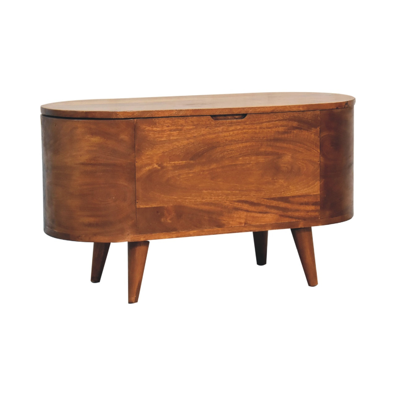 Chestnut Rounded Oval Lid up Blanket Box