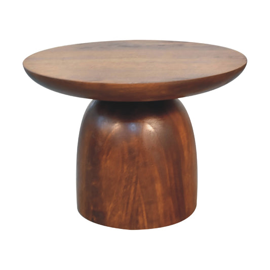 Little Round Wooden Chestnut Side Table