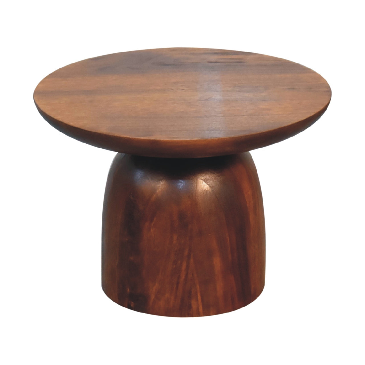 Little Round Wooden Chestnut Side Table