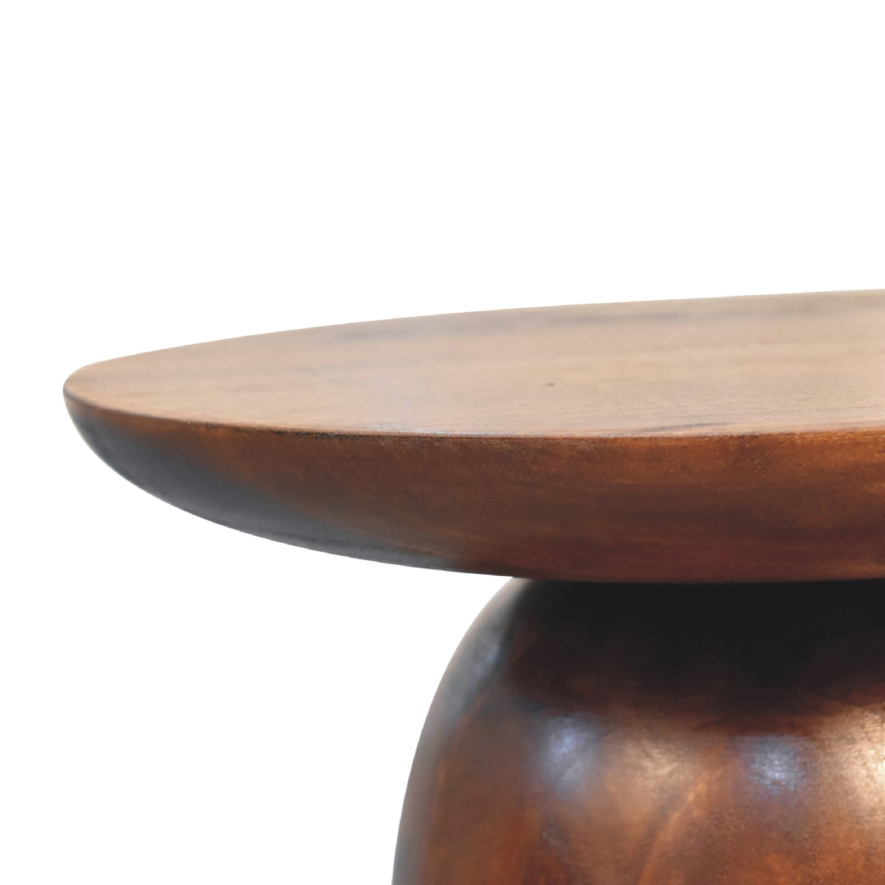 Little Round Wooden Chestnut Side Table