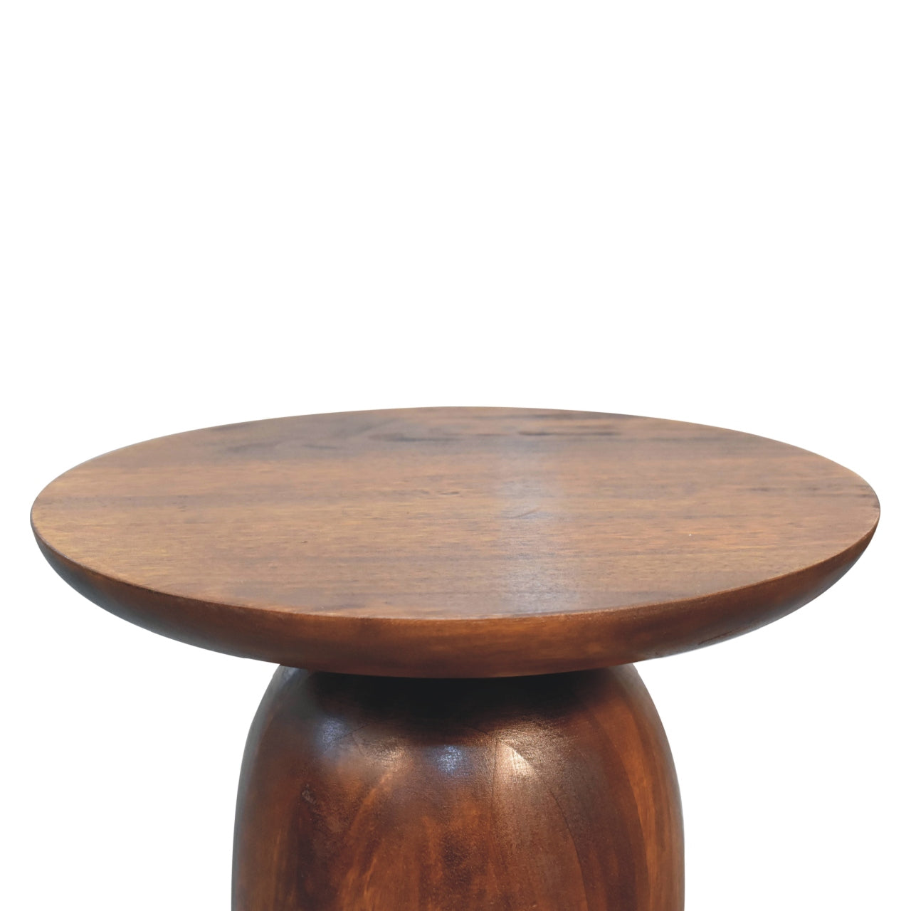Little Round Wooden Chestnut Side Table