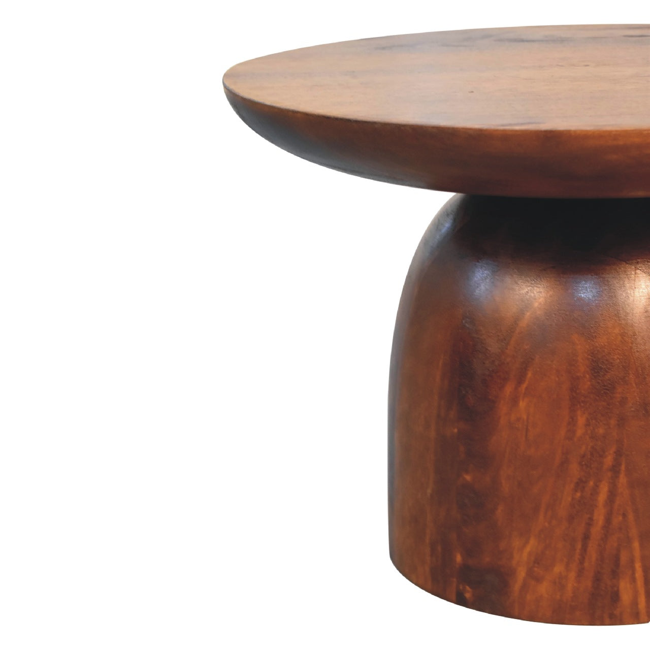 Little Round Wooden Chestnut Side Table