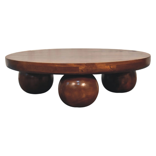 Solid Wood Chestnut Central Ball Coffee Table