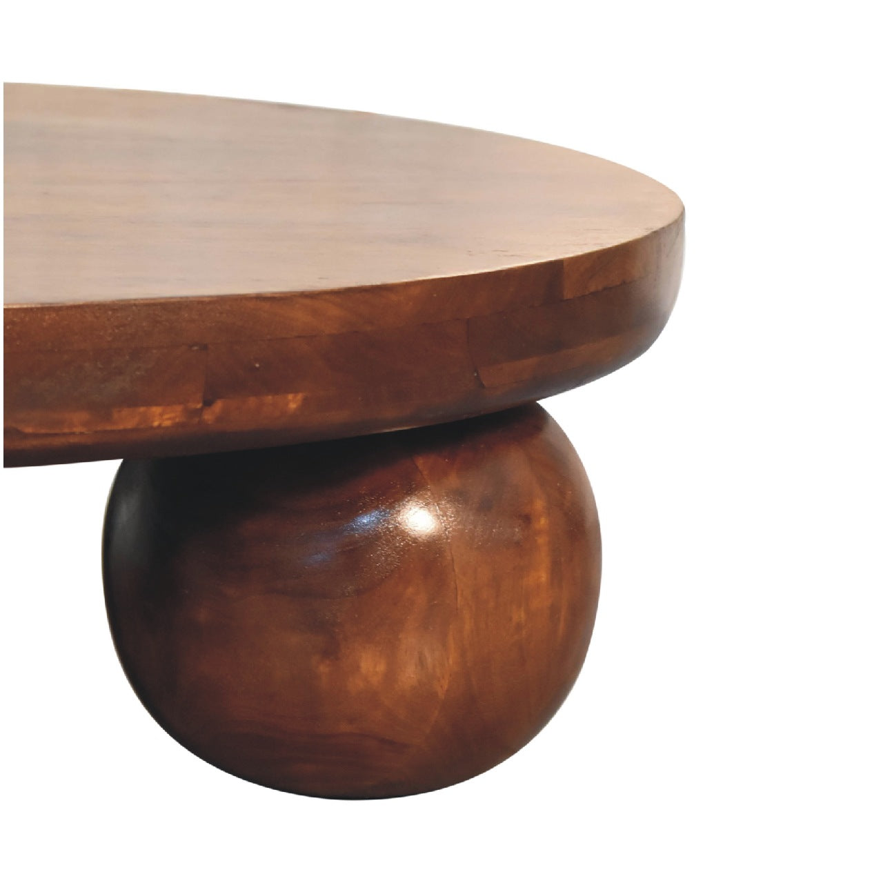 Solid Wood Chestnut Central Ball Coffee Table