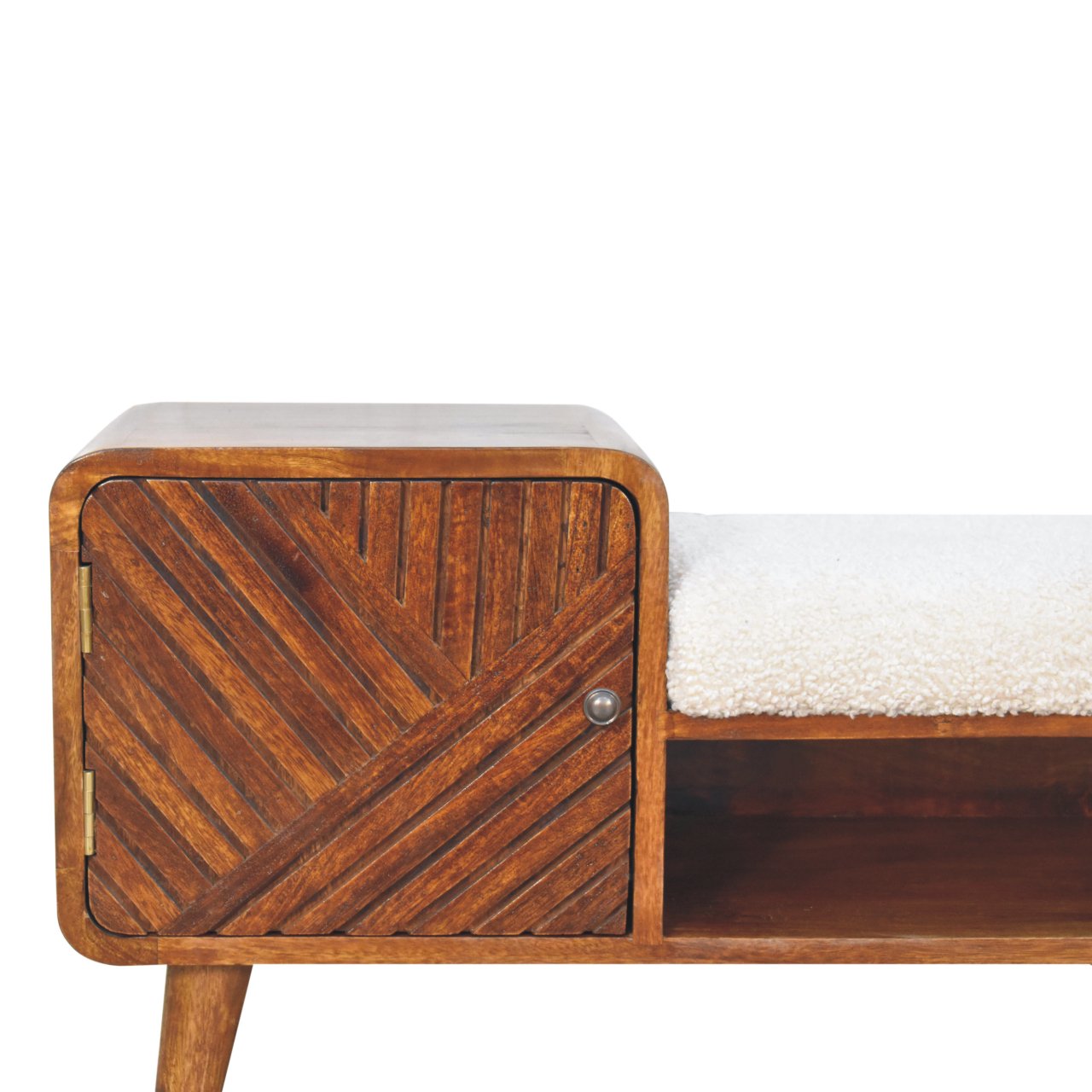 Boucle Carved Chestnut Telephone Table Entryway Bench
