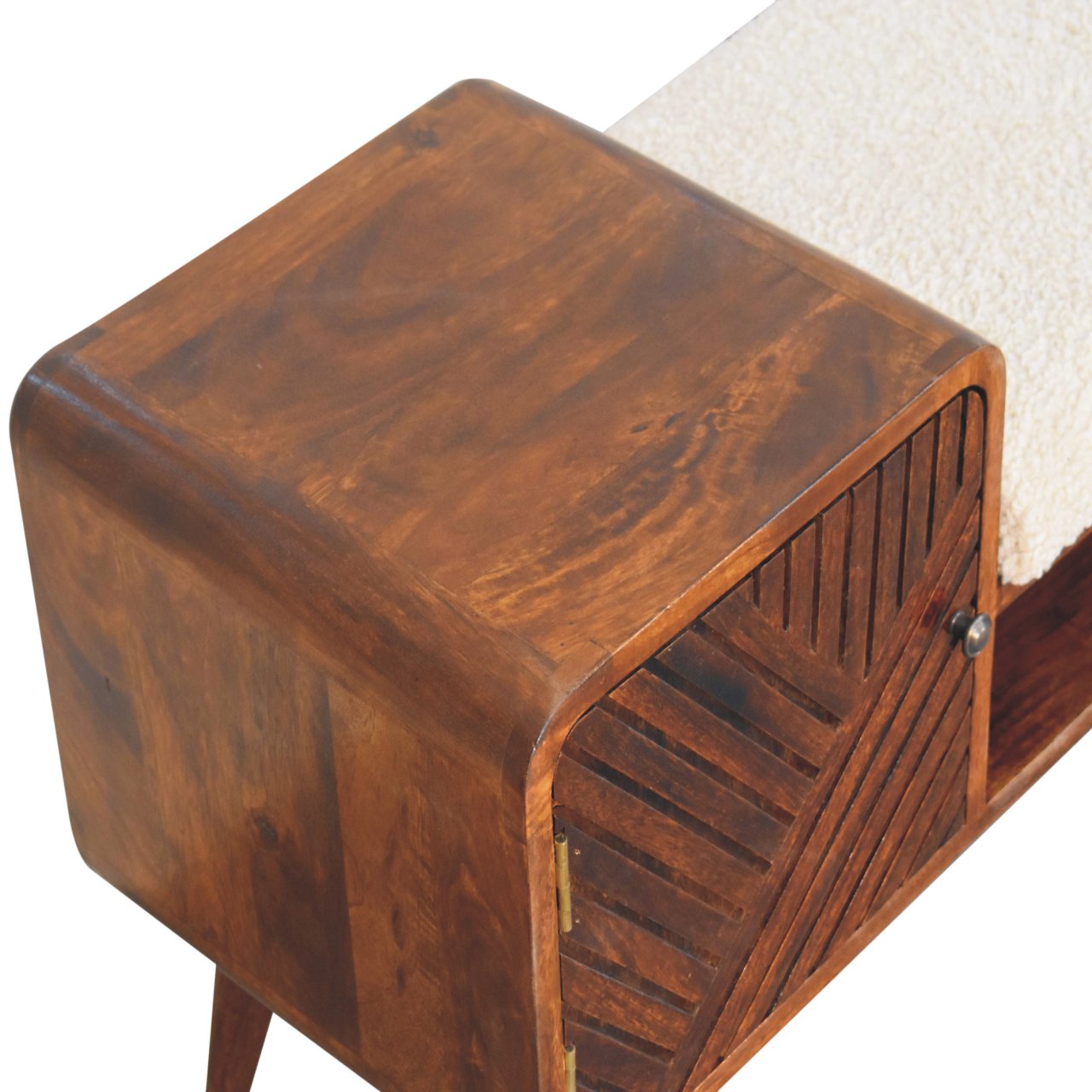 Boucle Carved Chestnut Telephone Table Entryway Bench