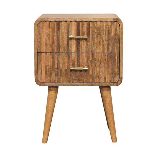 wooden T-bar Ridged Bedside table
