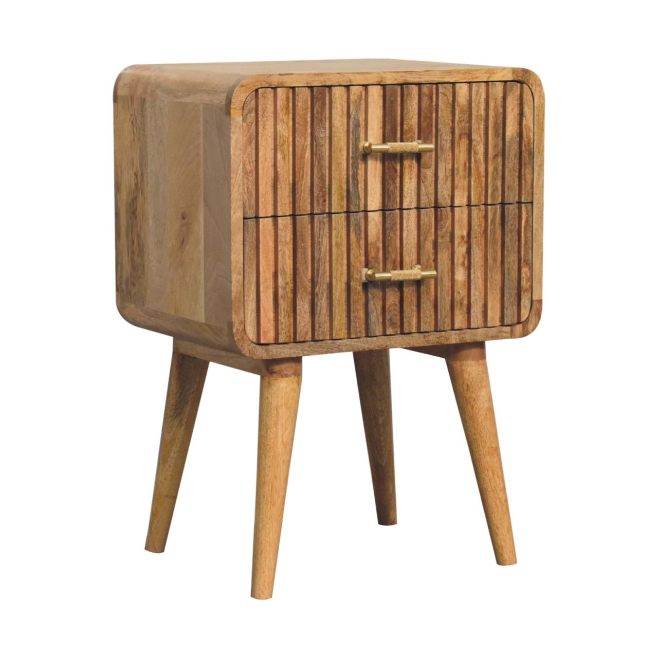 wooden T-bar Ridged Bedside table