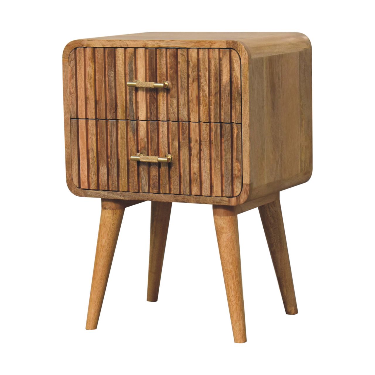 wooden T-bar Ridged Bedside table