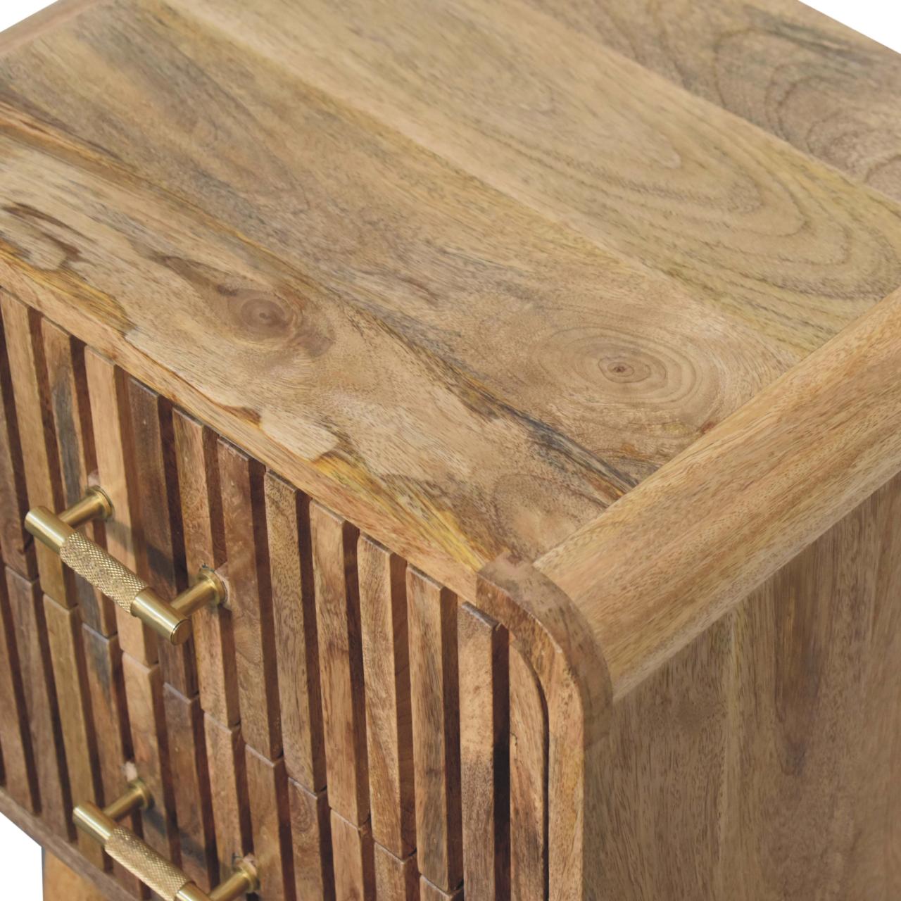 wooden T-bar Ridged Bedside table