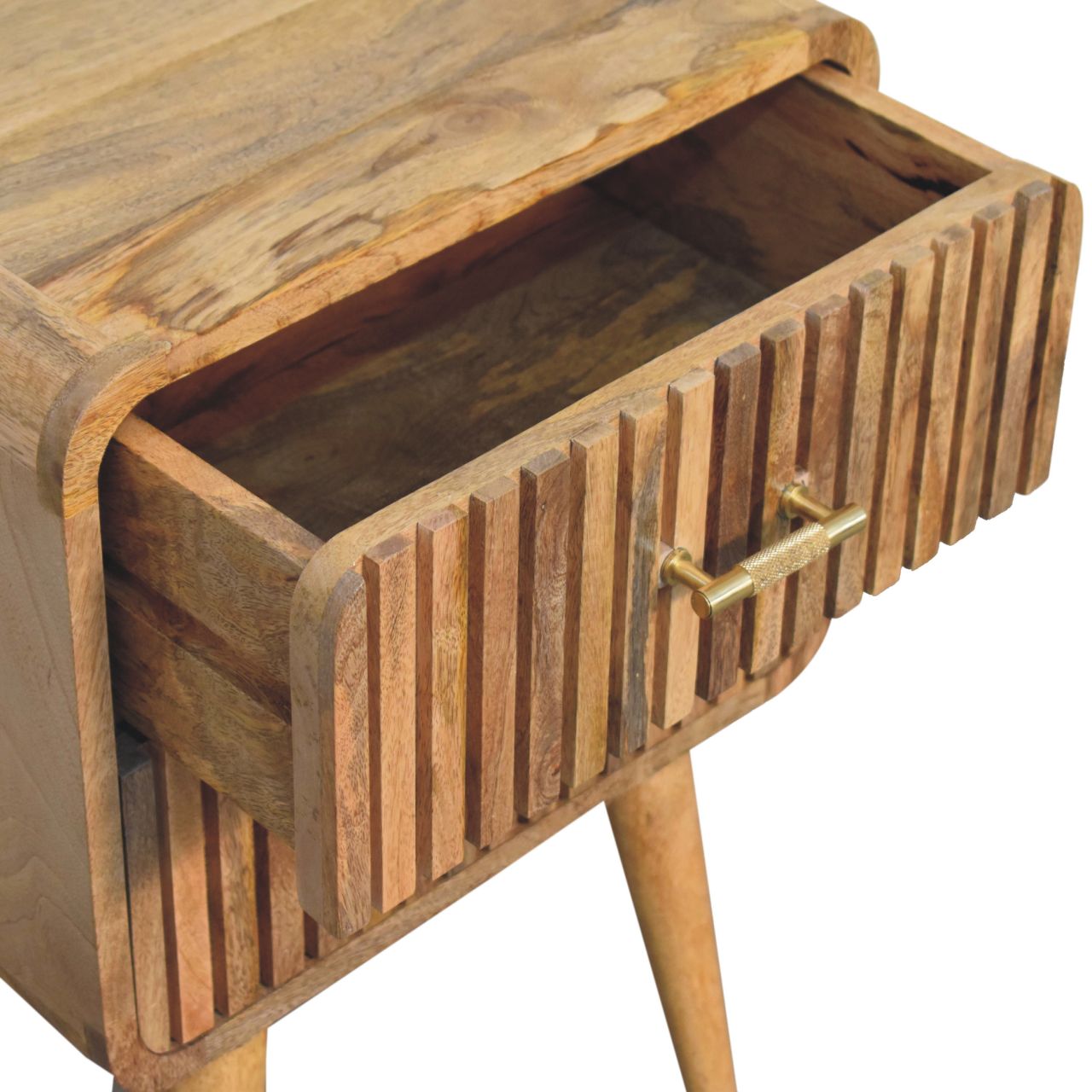 wooden T-bar Ridged Bedside table