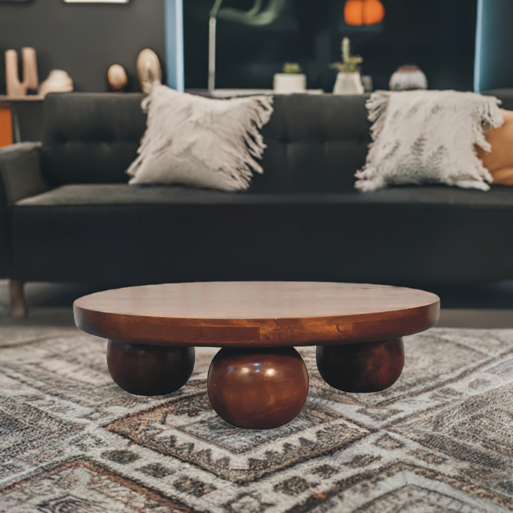 Solid Wood Chestnut Central Ball Coffee Table