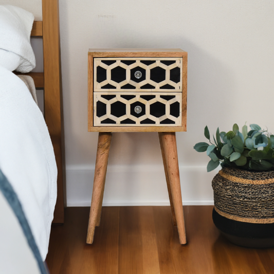 Mini Bone Inlay 2 Drawer Bedside