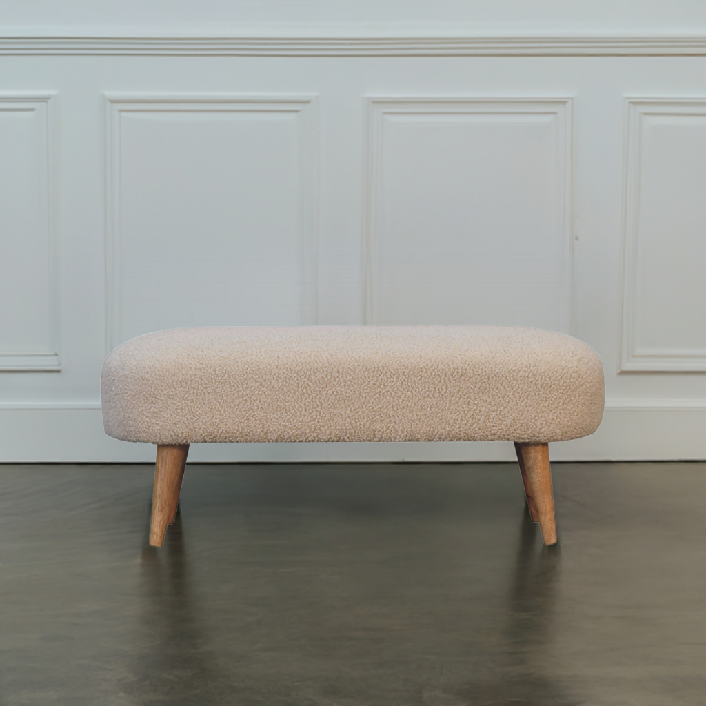 Handwoven Boucle Hallway Entryway Bench