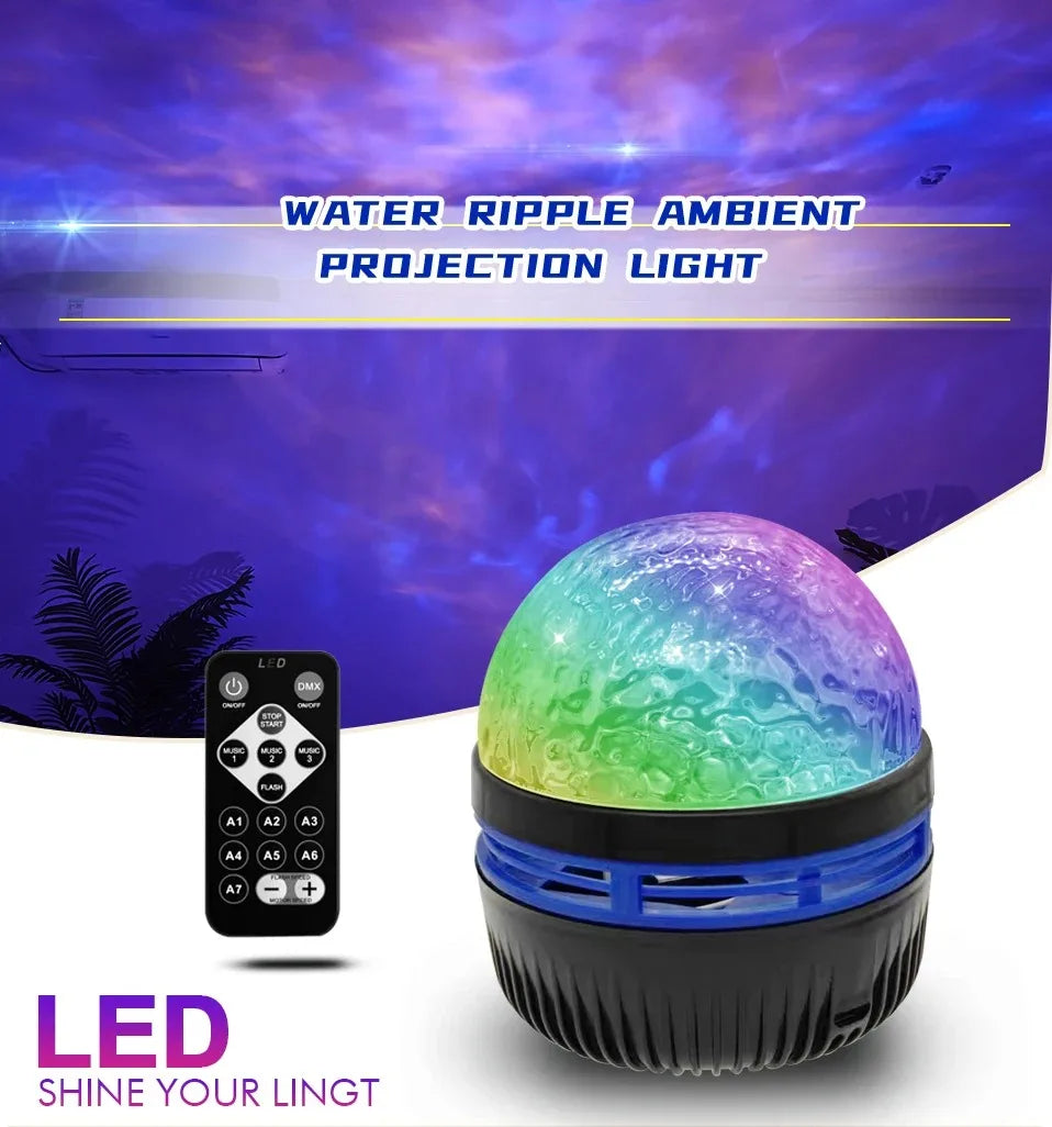 LED Starry Galaxy Projector Light RGB Smart Remote Control Star Aurora Lamp KTV USB Powered Auto Rotating for Home Bedroom Decor