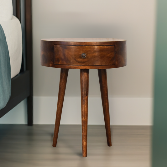 Chestnut Semi Circle Bedside lamp table