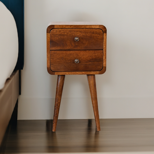 Mini Chestnut Curved Bedside