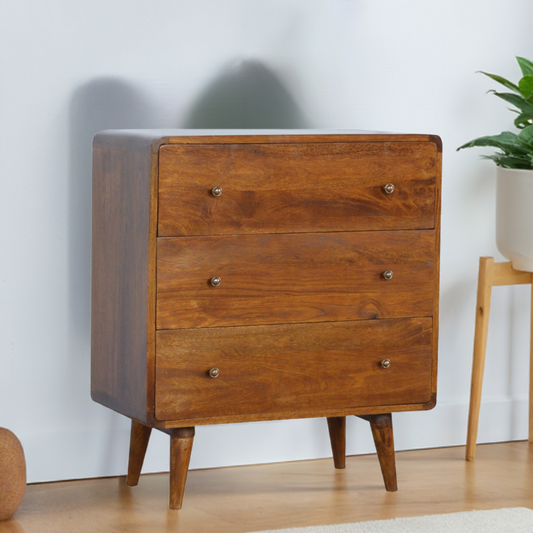 Curved Chestnut Chest Of Draws