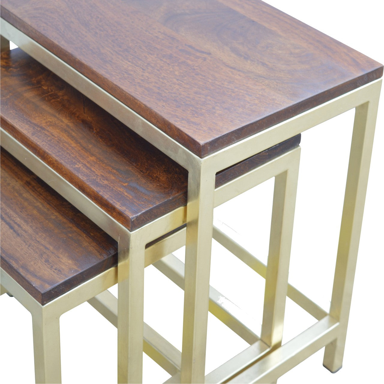 Chunky Gold Stool Set of 3 side tables