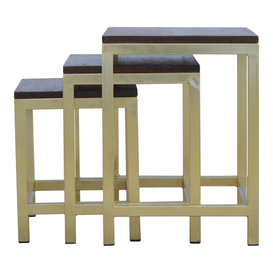 Chunky Gold Stool Set of 3 side tables
