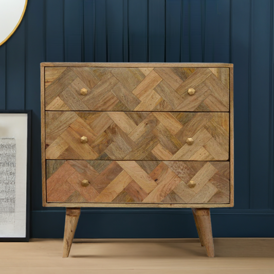 3 Drawer Zig-Zag Patterned Patchwork Chest