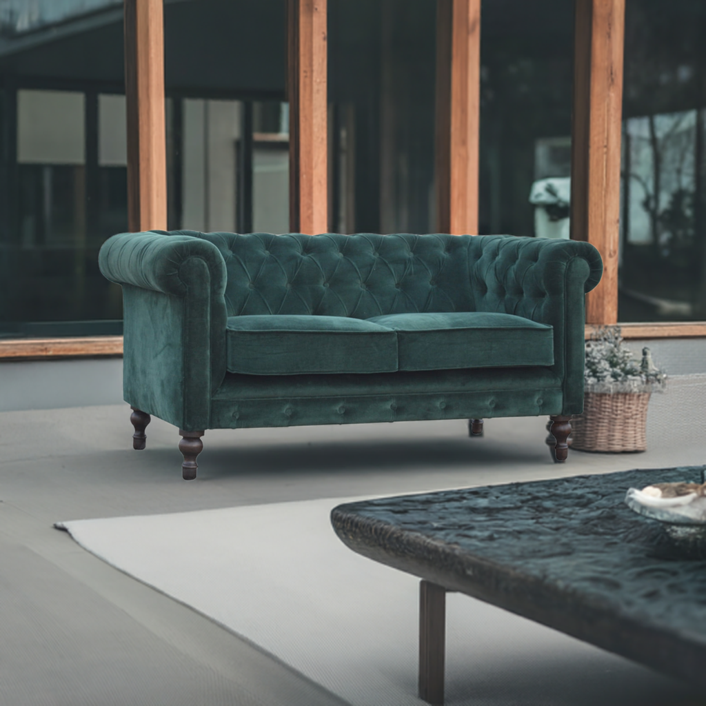 Emerald Green Velvet Chesterfield Sofa
