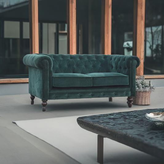 Emerald Green Velvet Chesterfield Sofa