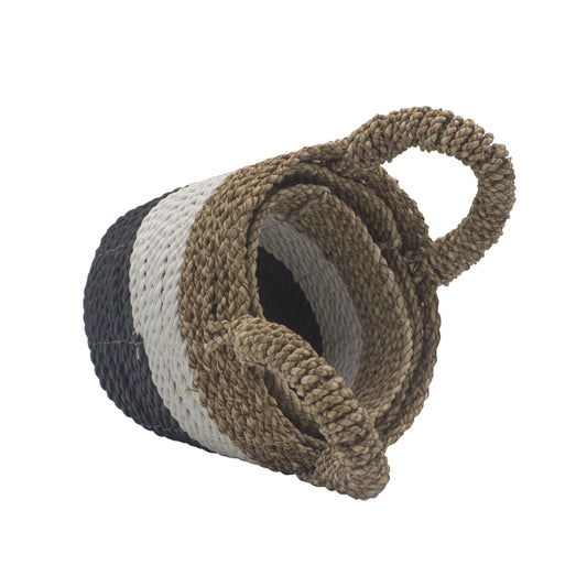 Seagrass Basket Set - Dark Grey / White / Natural