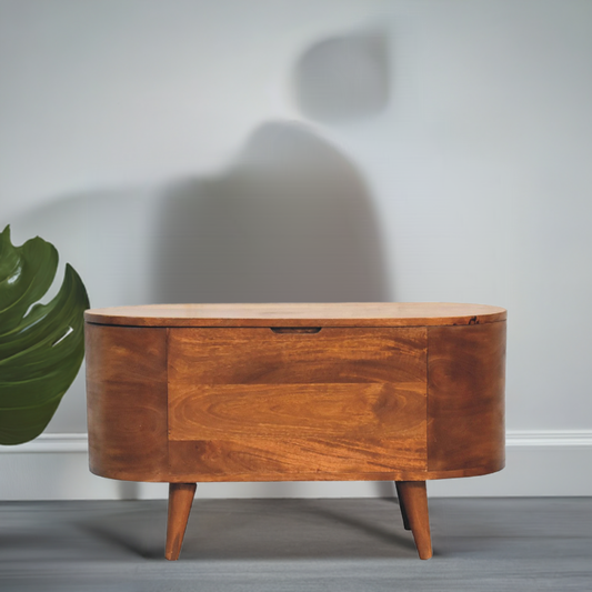 Chestnut Rounded Oval Lid up Blanket Box