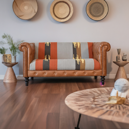 Durrie & Leather Mixed Sofa